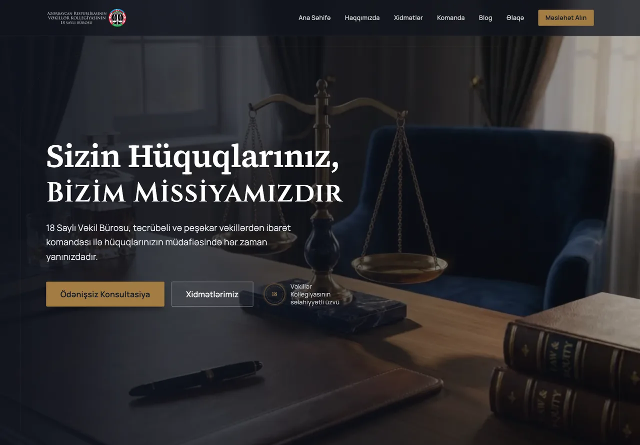 18 Saylı Vəkil Bürosunun rəsmi hüquqi xidmət saytı